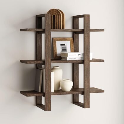 Nathan James Benji 3-Tier Floating Wall Book Shelves - Decorative Modular Shelf, Solid Wood for Bedroom, Nursery, Bathroom, Kitchen